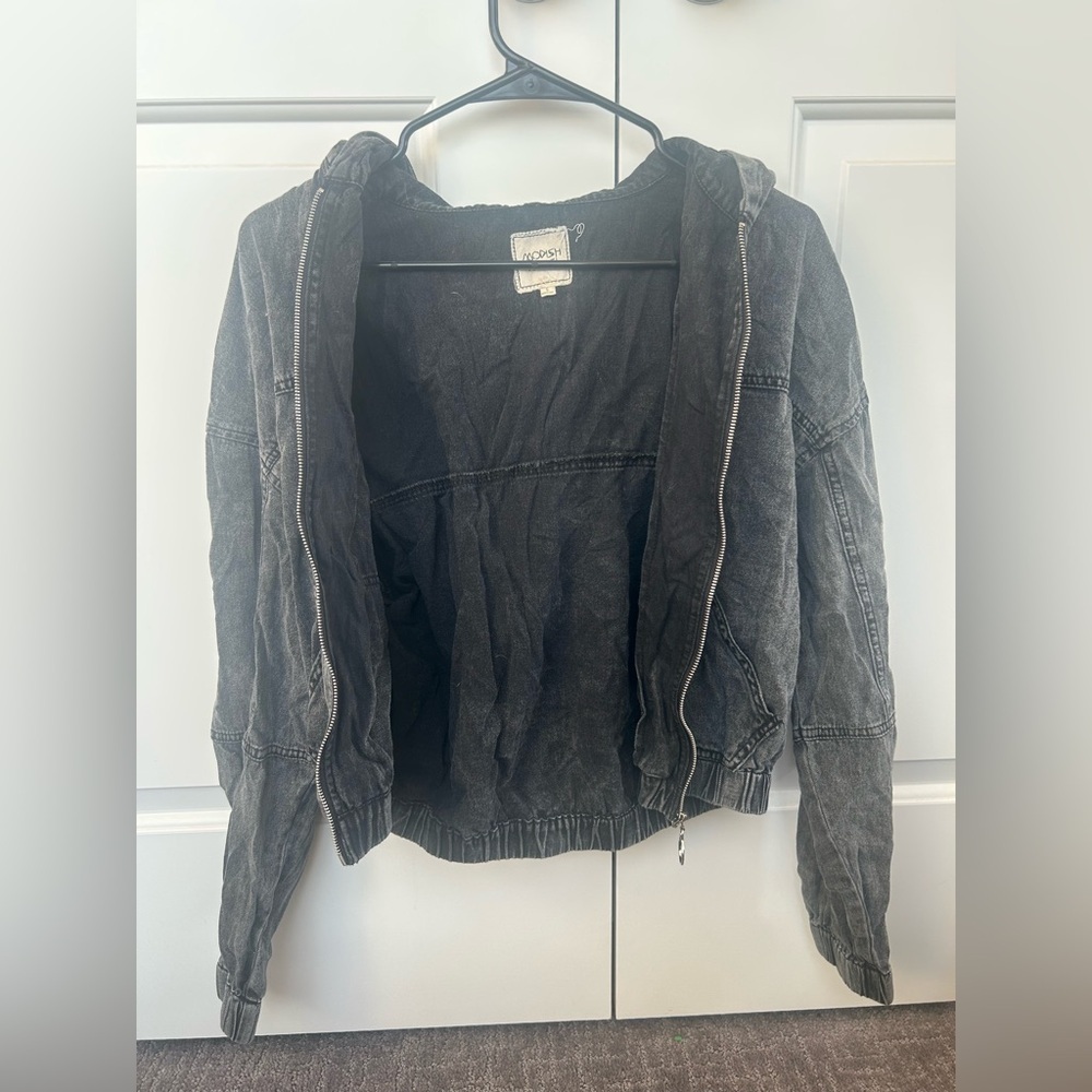 Modish Rebel Pieced Denim Hooded Jacket NWOT - Picture 8 of 8